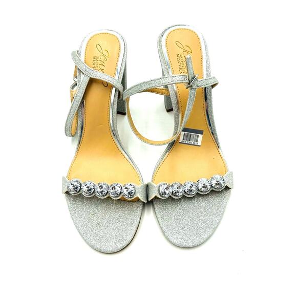 NWT Badgley Mischka Jewel Leilani Silver Block Heels, Women's 8 (GG) - Picture 8 of 11